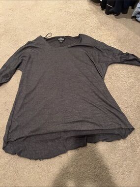 Angie Charcoal Gray V-Neck Tunic Top